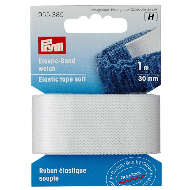 Resår Mjuk 30,0 mm x 1 meter Vit Prym