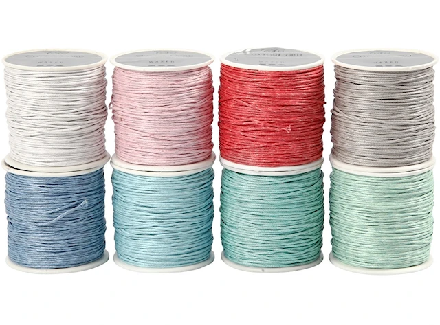 Bomullssnöre Mixade färger 1 mm x 40 m 8-pack