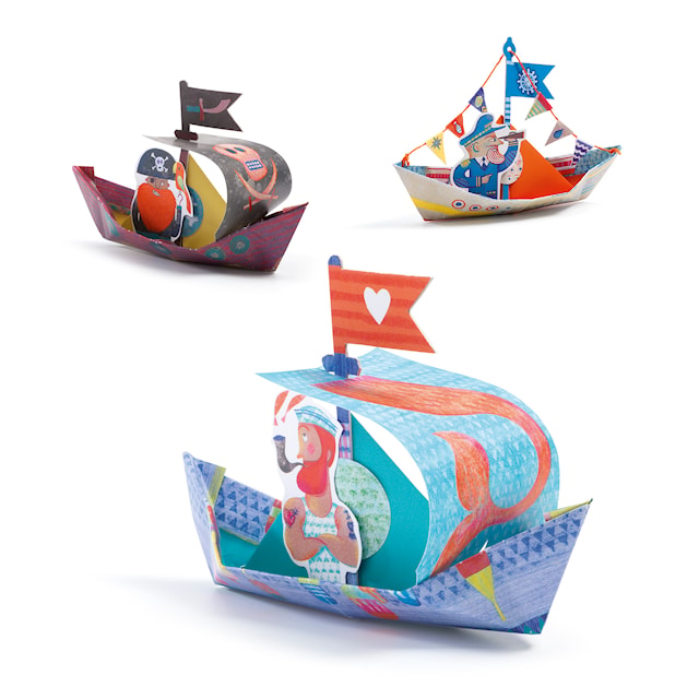 Produktbilde 2 for Origami flytende båter 15 ark flaggklistremerker Djeco