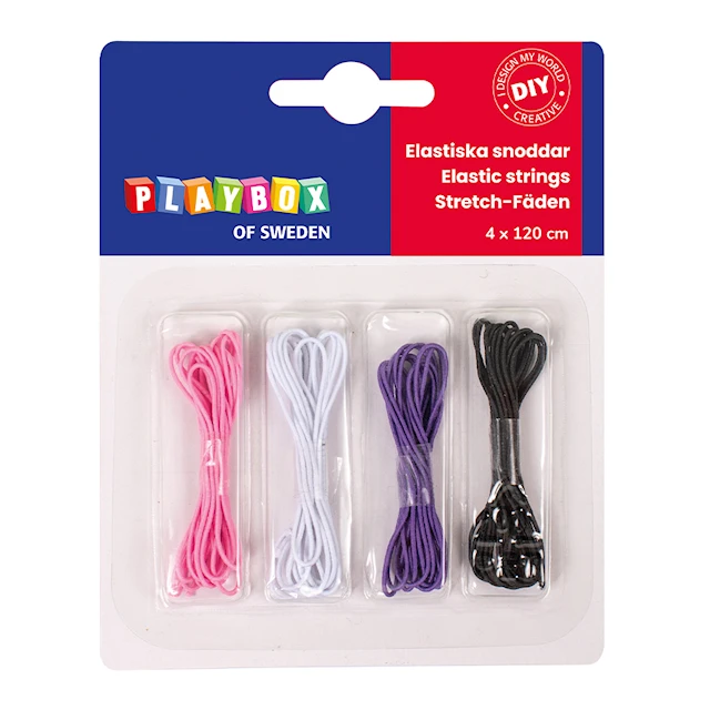 Elastiska Snoddar olika färger 4-pack Playbox