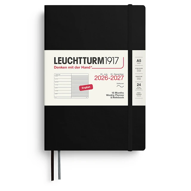 Weekly Planner & Notebook 18m 26-27 A5 Soft Black Leuchtturm1917