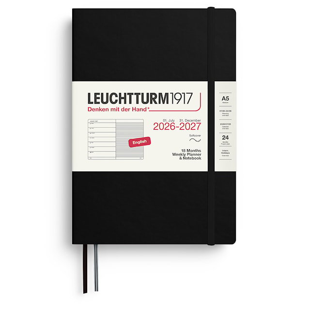 Tuotekuva 1 - Weekly Planner & Notebook 18m 26-27 A5 Soft Black Leuchtturm1917