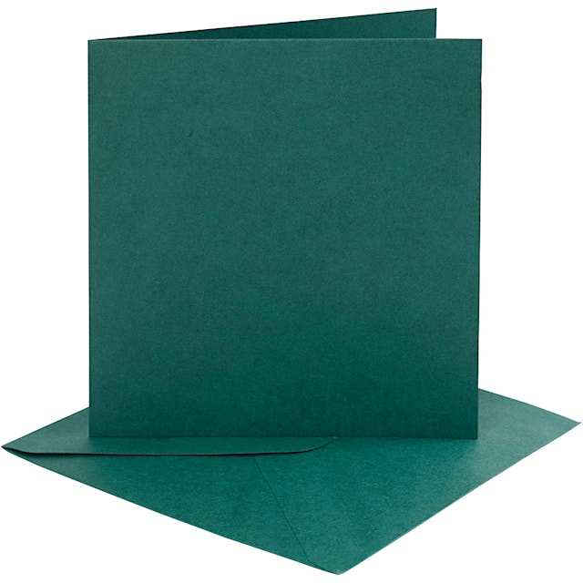 Tuotekuva 3 - Korttipohja-/kirjekuoripakkaus, kortin koko 15,2x15,2 cm, kirjekuoren koko 16x16 cm, 230 g, tummanvihreä, 4 set/ 1 pkt