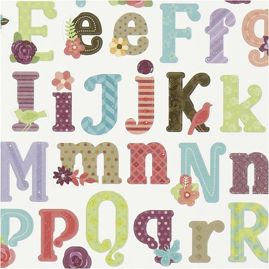 Stickers Alfabetet 15x16,5 cm 1 ark
