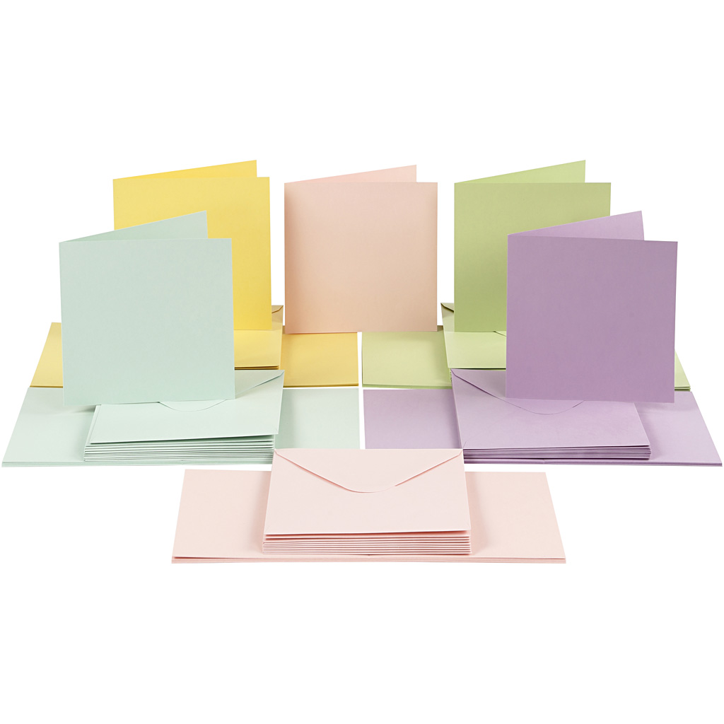 Kort och Kuvert Pastellfärger 15x15 cm 50-pack