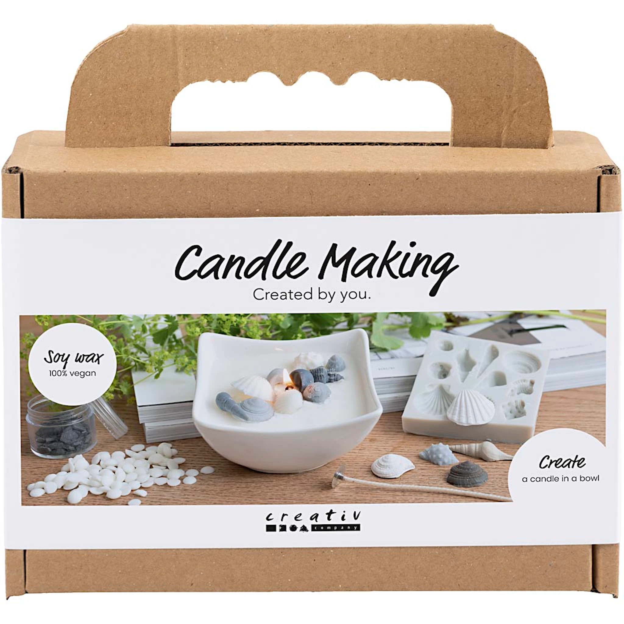 Produktbilde for Mini DIY Kit Lysstøping, Skjell, grå, off white, 1 pk.