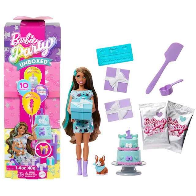 Produktbilde 1 for Barbie Party Uboks motedukke med brunt/blått hår