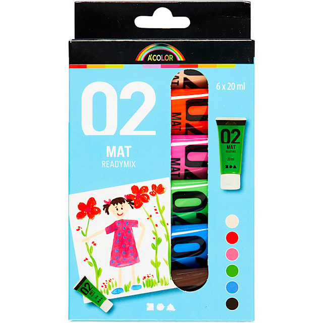 Tuotekuva 2 - Akryylimaali Matta, lisävärit, 6x20 ml/ 1 pkt