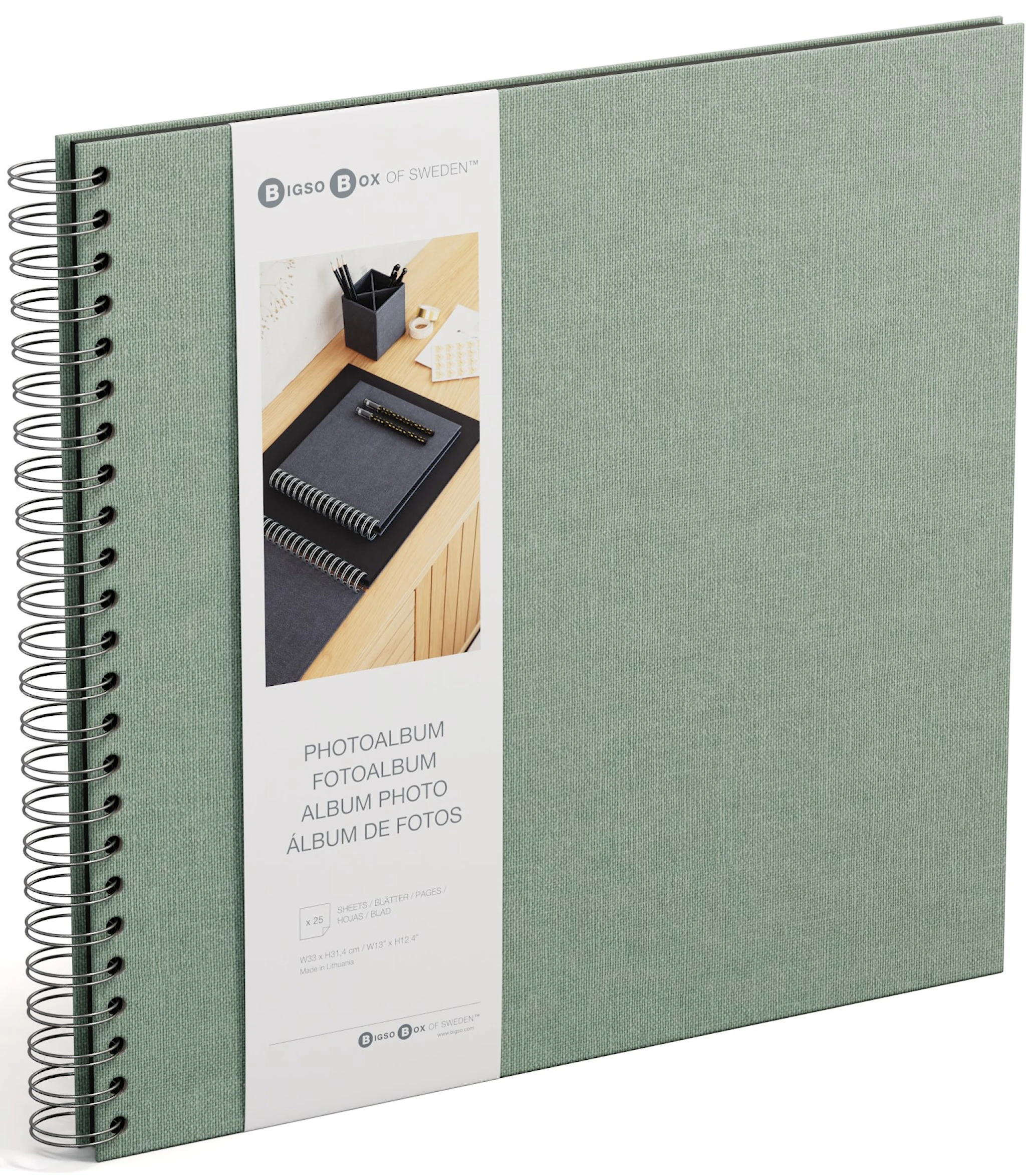 Produktbilde for Fotoalbum Soft Teal med svarte ark 35x31,5cm Bigso Box of Sweden