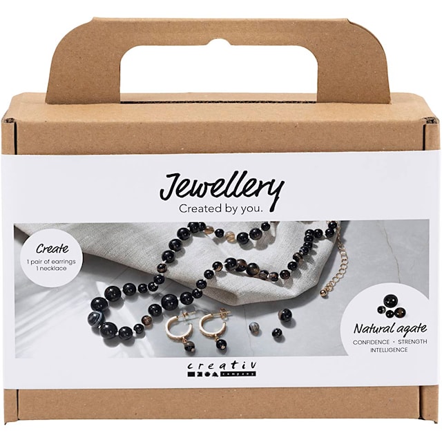 Produktbild 1 för DIY Kit Halsband och Örhängen Svart Agate Creativ Company
