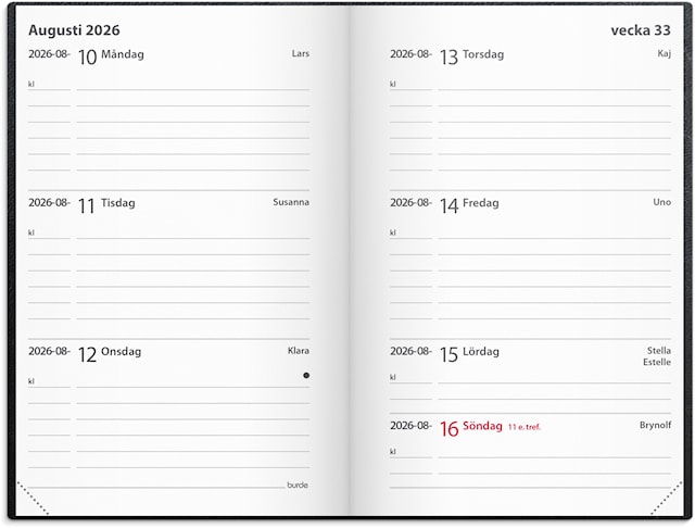 Produktbild 2 för Kalender 2026 Leader Konstläder Svart Burde