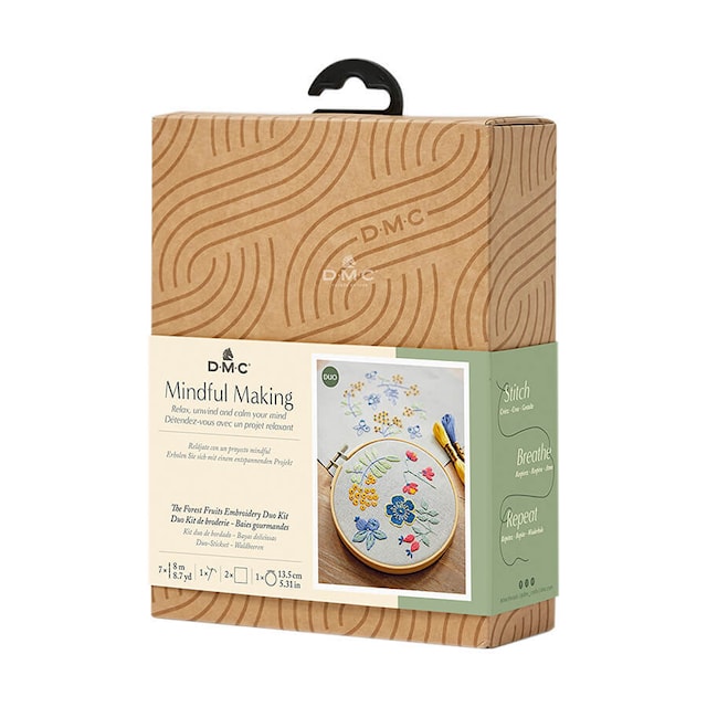Tuotekuva 4 - Brodeerauspakkaus, jossa 2 hedelmäaihetta, DMC Mindfulness