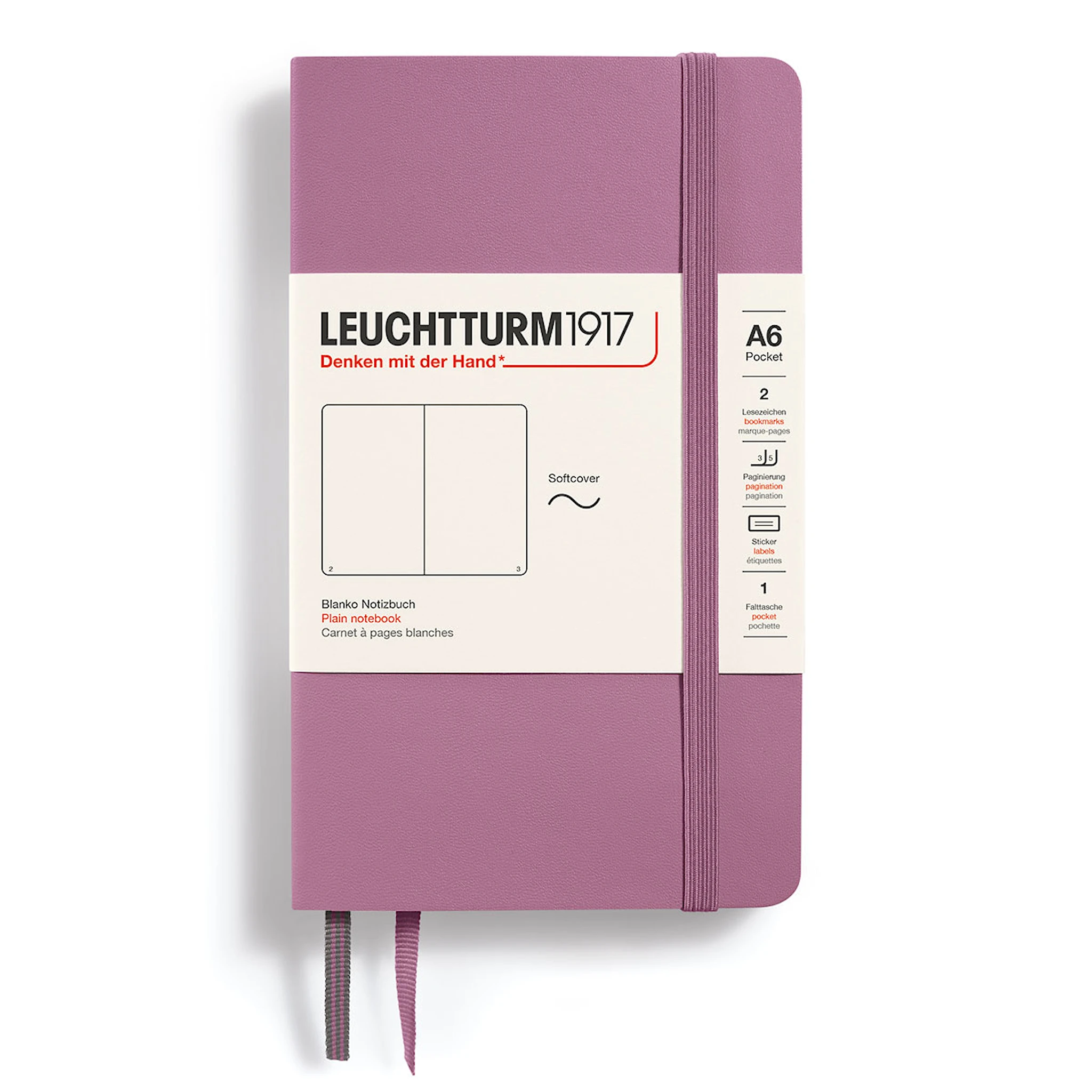 Produktbild för Anteckningsbok A6 Soft Olinjerad Dusty Rose Leuchtturm 1917