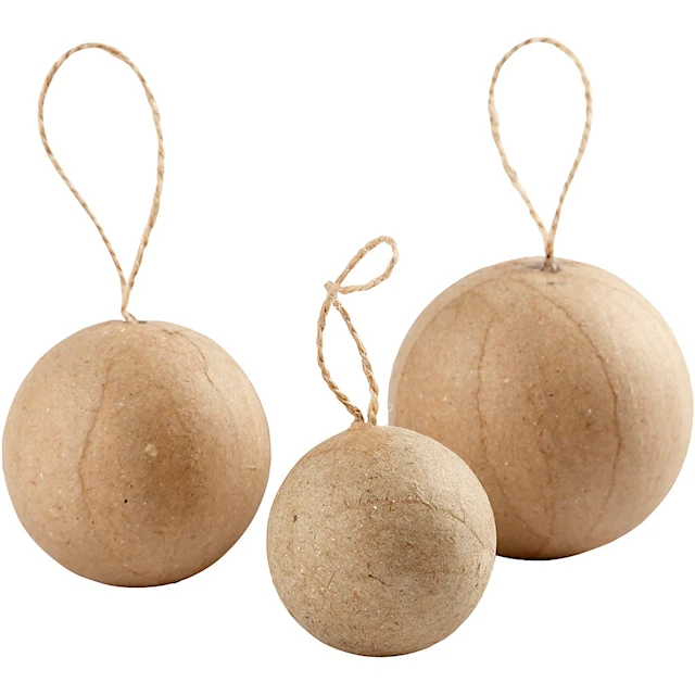 Kulor i Papier-maché 4+5+6 cm 6-pack