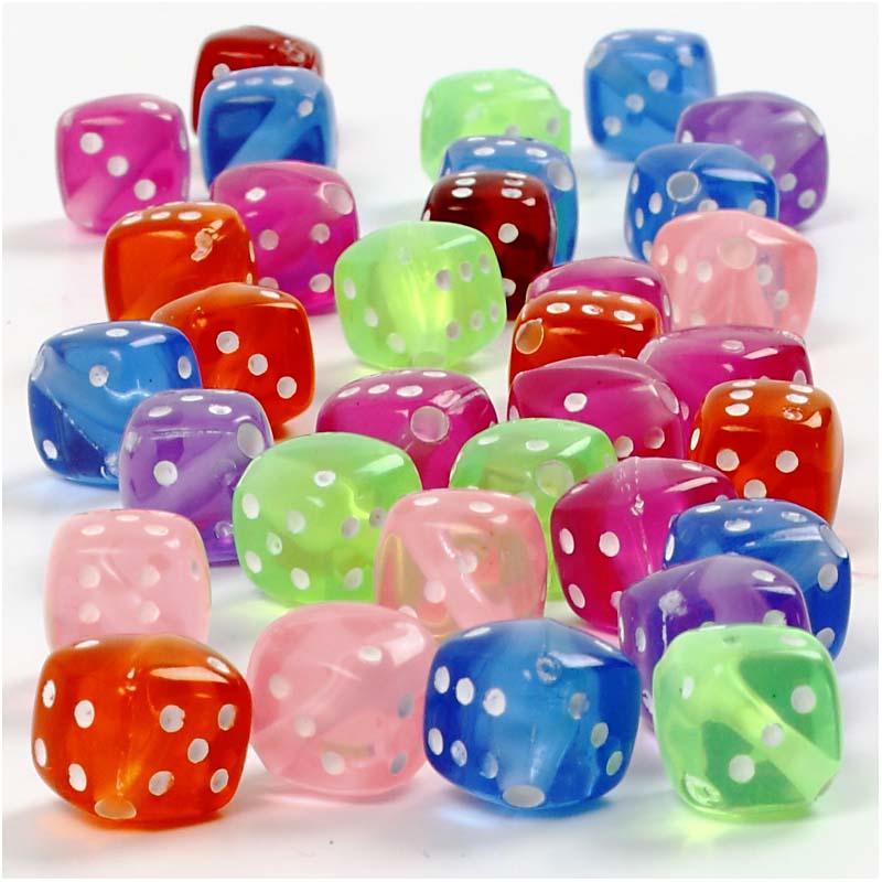 Plastpärlor Tärningar 7x7 mm Olika Färger 125 ml