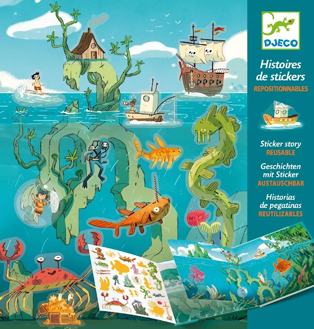 Pysselset Havet med flyttbara Stickers, Djeco