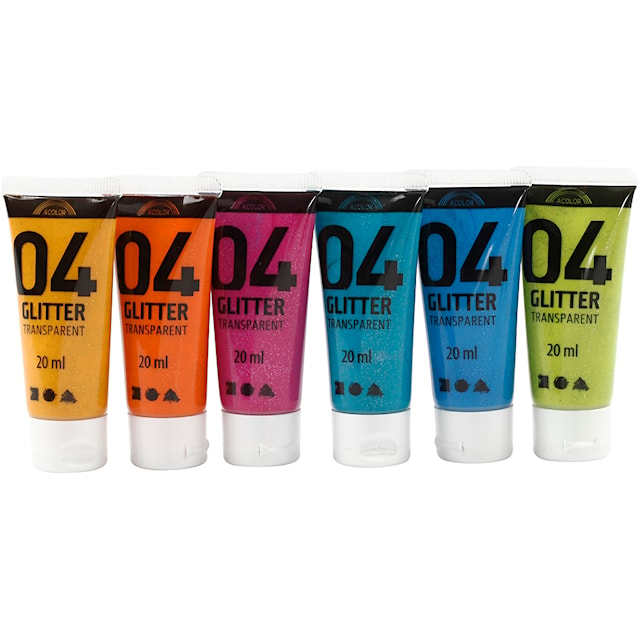 Tuotekuva 1 - Kimalleakryylimaali, värilajitelma, 6x20 ml/ 1 pkt