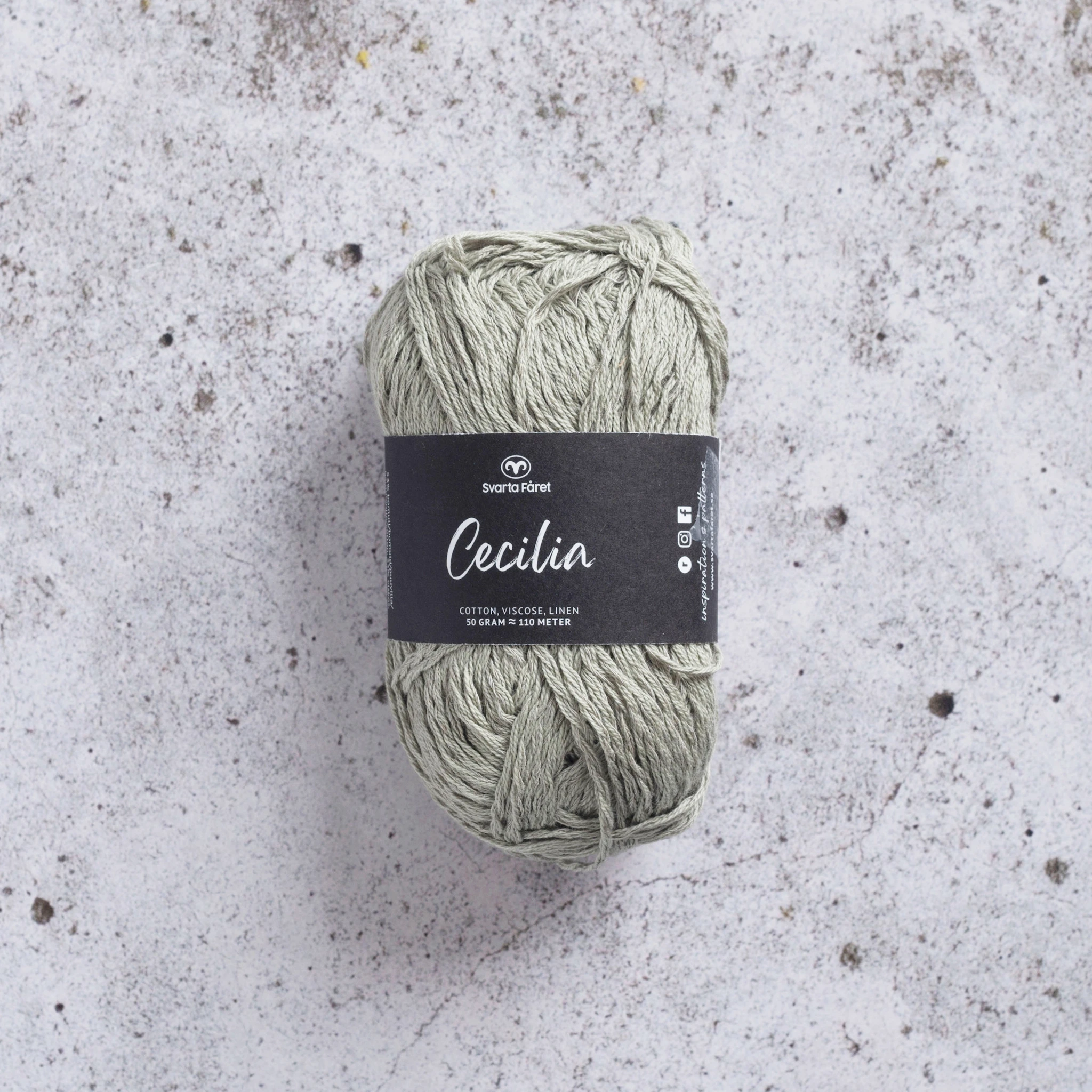 Produktbild för Cecilia Garn Lin- och bomullsmix 50 g Svarta Fåret