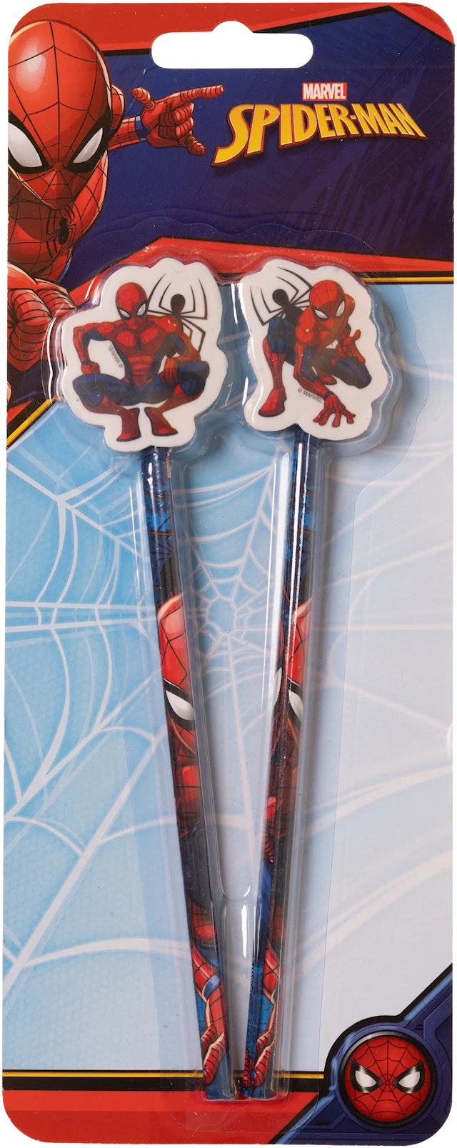 Spiderman Blyertspennor 2-pack med Suddgummi