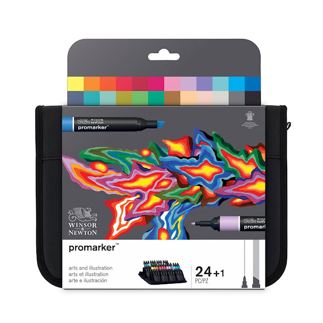 Tuotekuva 2 - Promarker -sarja 24 kpl "Arts & Illustration" merkkauskynää käytännöllisessä laukussa Winsor & Newton
