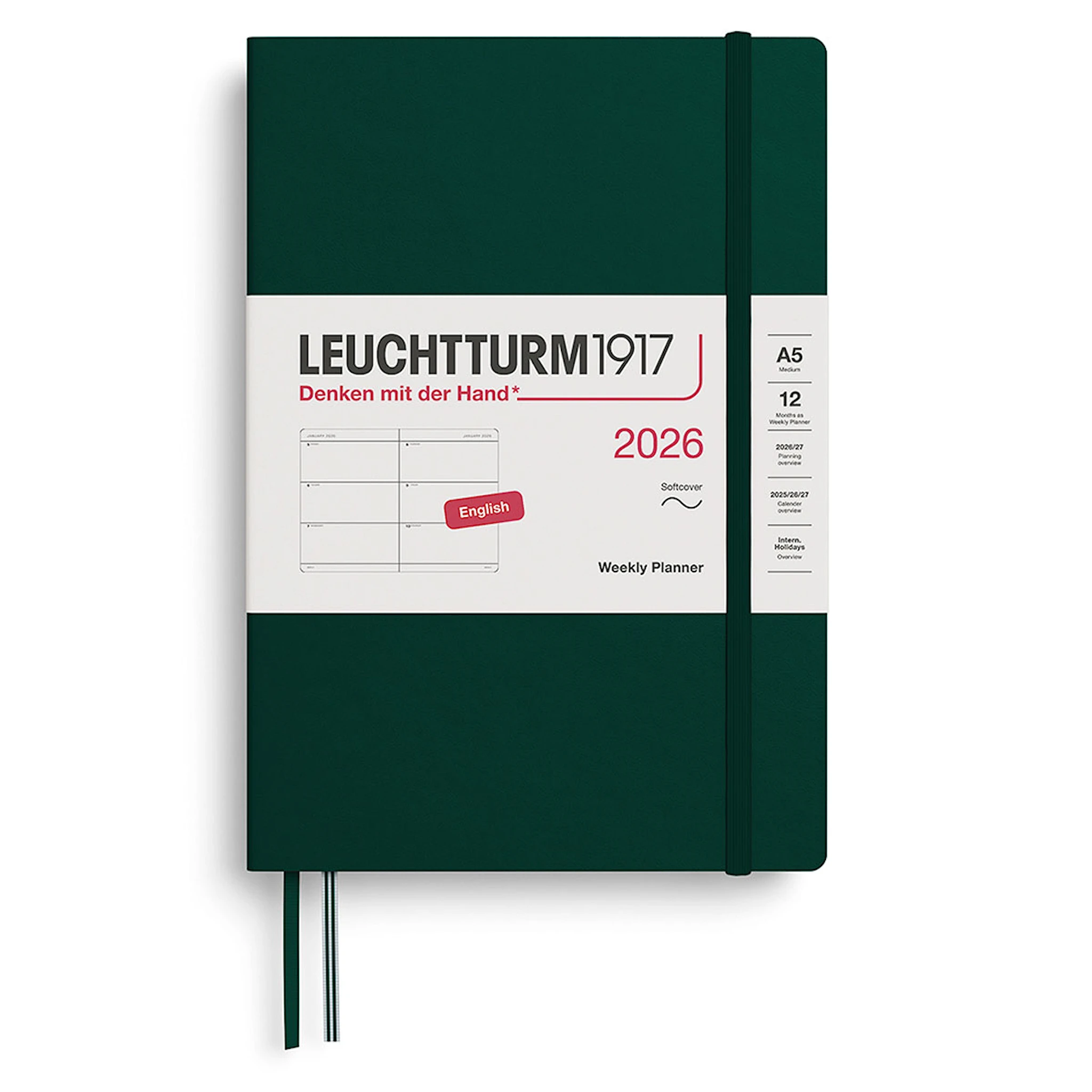 Tuotekuva ille Weekly Planner 2026 A5 Soft Forest Green Leuchtturm1917
