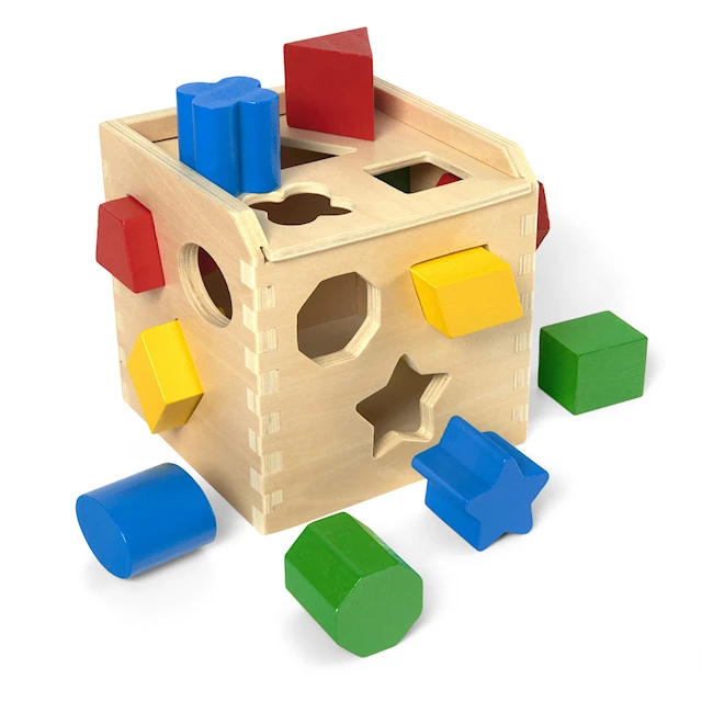 Plocklåda med Geometriska Klossar i Trä Melissa & Doug