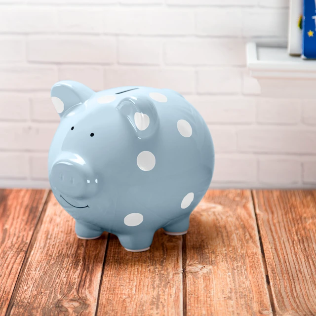 Spargris Medium Polka Dot Blå