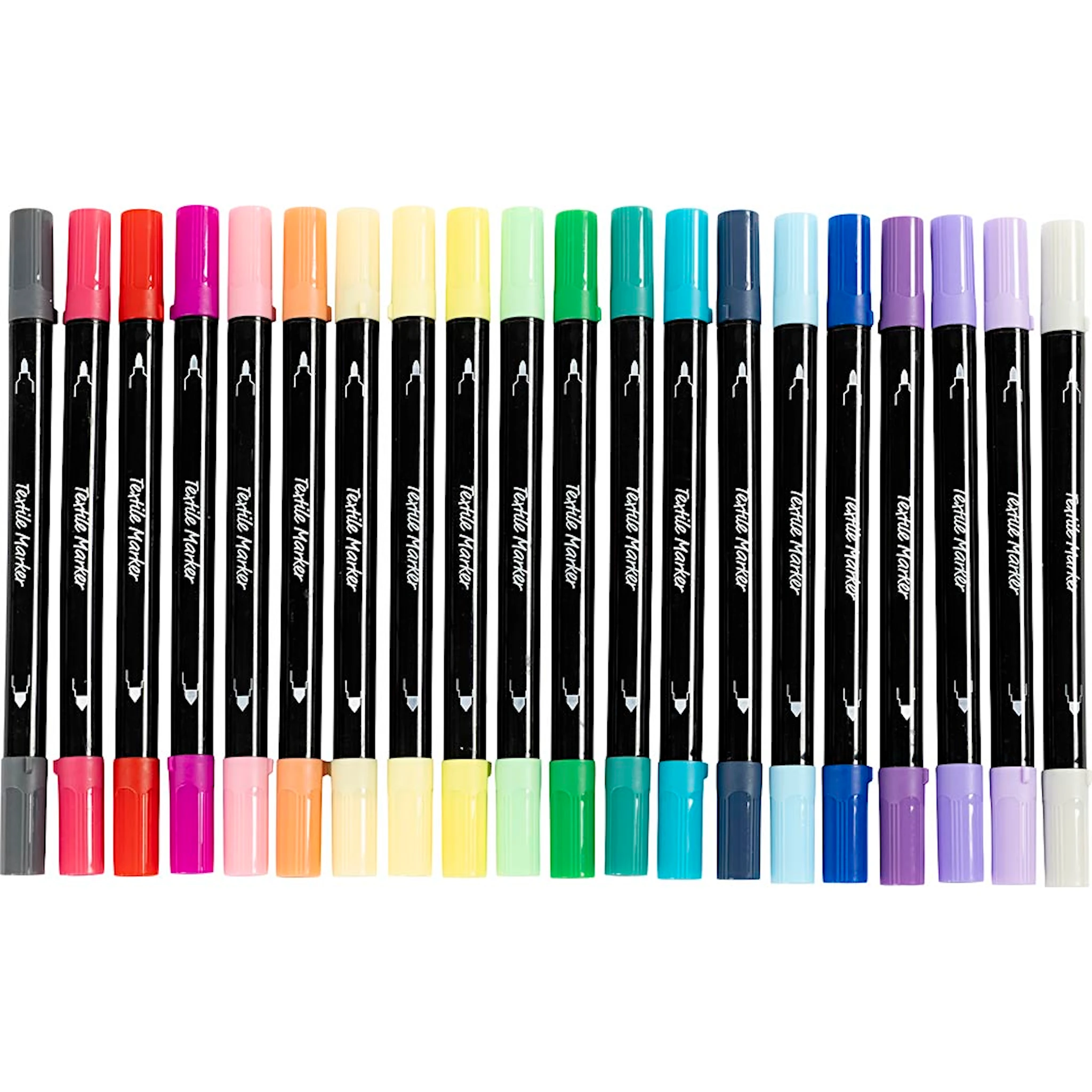 Produktbild för Textiltuschpennor spets 2,3+3,6mm kompletterande färger 20 st/1 förp