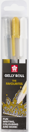 Sakura Gelly Roll Gelpennnor Guld, Silver, Vit 3-pack