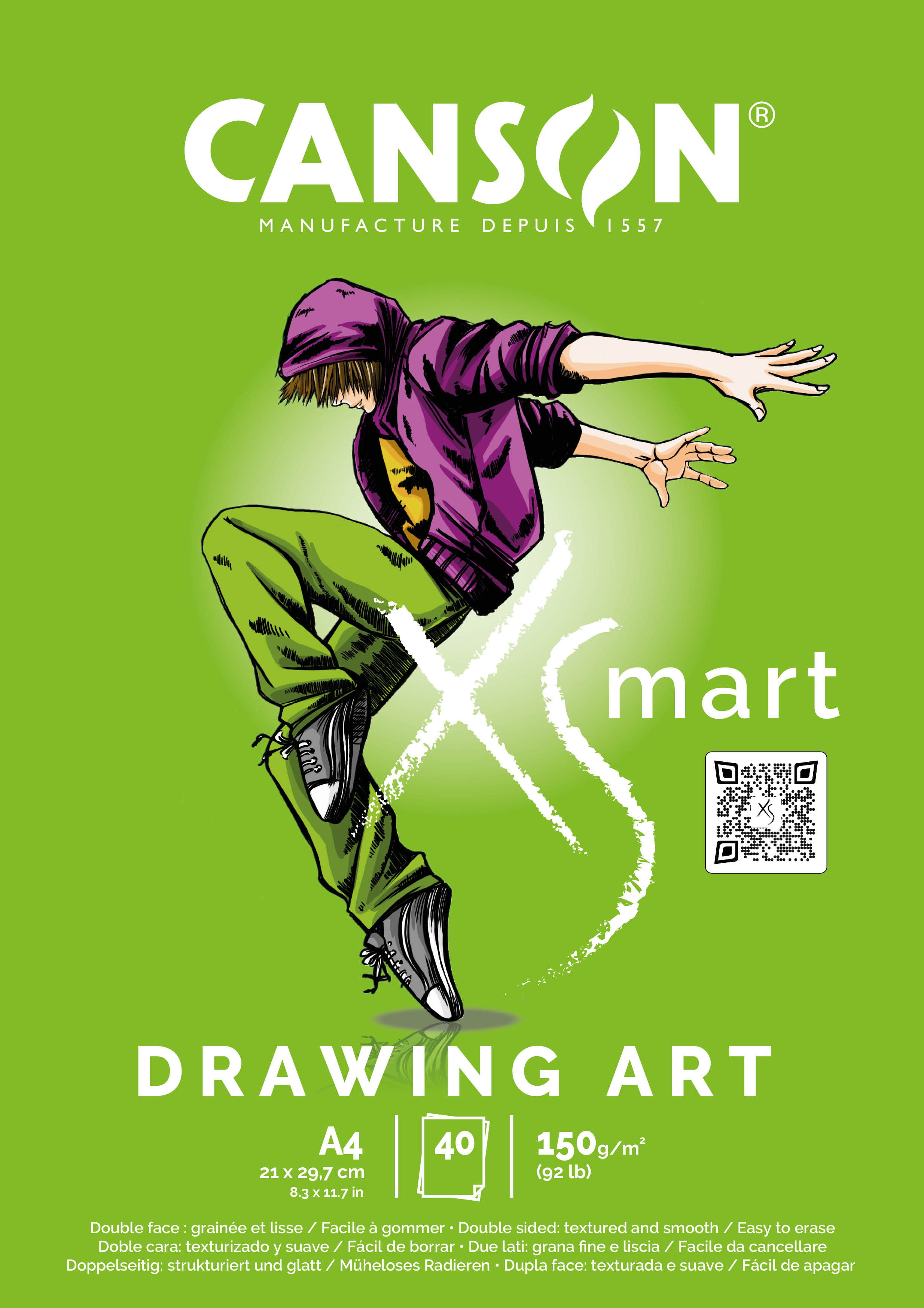 Skisspapper A4 limmad långsida 250g 40 ark Canson XSMART Drawing