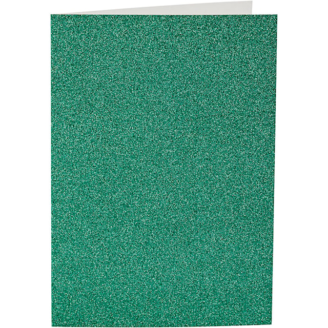 Tuotekuva 2 - Korttipohja & kirjekuori, kortin koko 10,5x15 cm, kirjekuoren koko 11,5x16,5 cm, kimalle, 110+250 g, vihreä, 4 set/ 1 pkt