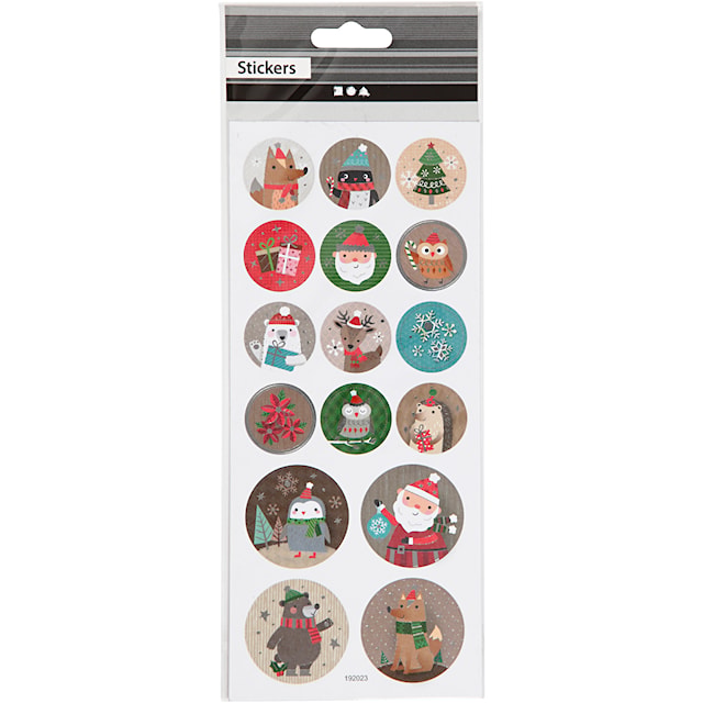 Produktbilde 2 for Stickers, jul, ark 10x23 cm, ca. 16 stk., 1 ark