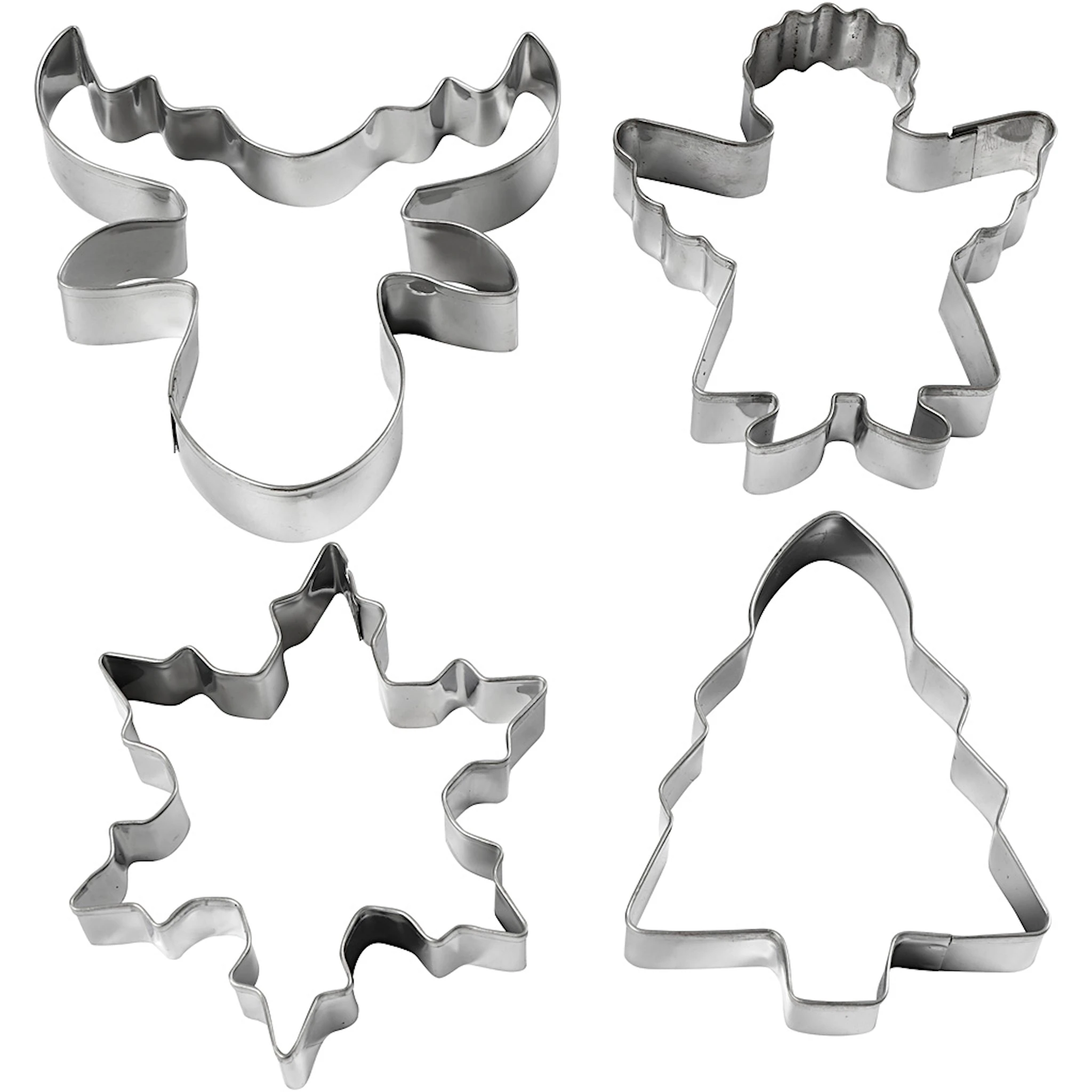 Tuotekuva ille Metallimuotit, joulukuusi, enkeli, poro, lumihiutale , Kork. 8 cm, 4 kpl/ 1 pkt