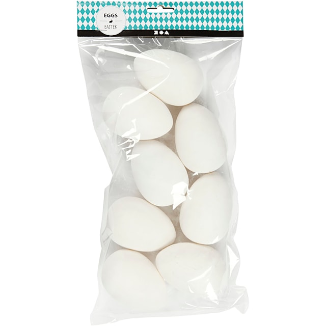 Produktbilde 2 for Egg, H: 8 cm, dia. 5,5 cm, hvit, 8 stk./ 1 pk.
