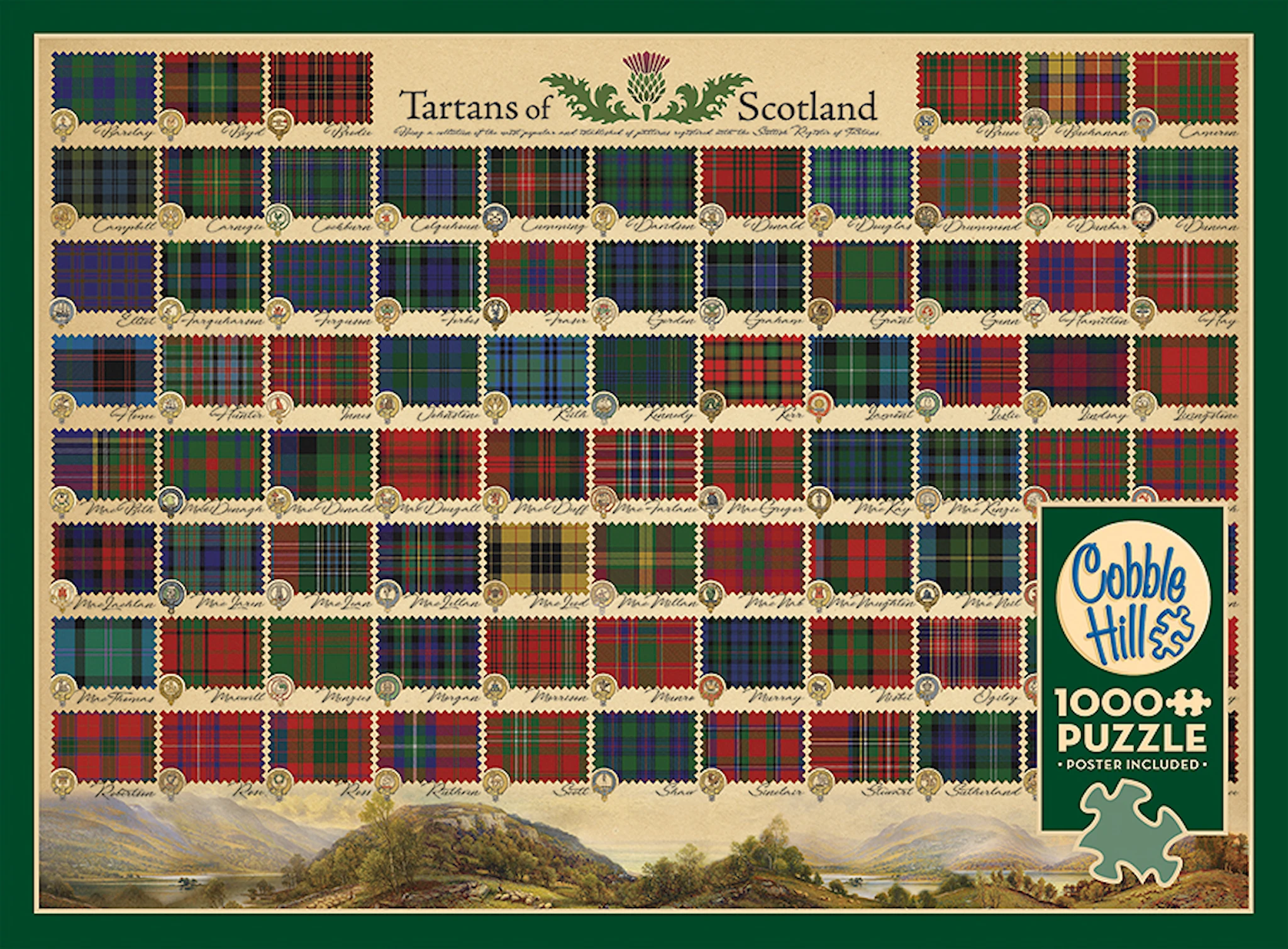 Tuotekuva ille Palapelit Tartans of Scotland 1000 palaa, Cobble Hill