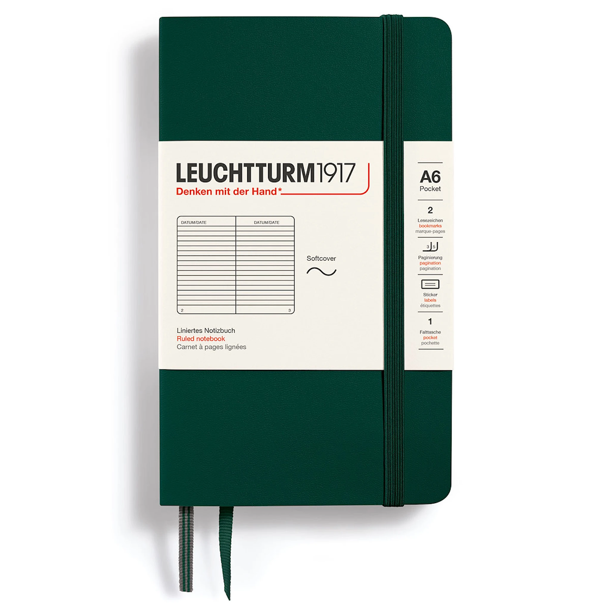 Produktbild för Anteckningsbok A6 Soft Linjerad Forest Green Leuchtturm 1917
