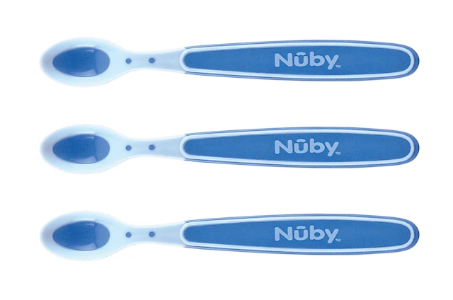 Soft Edge Hot Safe Spoon Blue 3 pcs Nuby