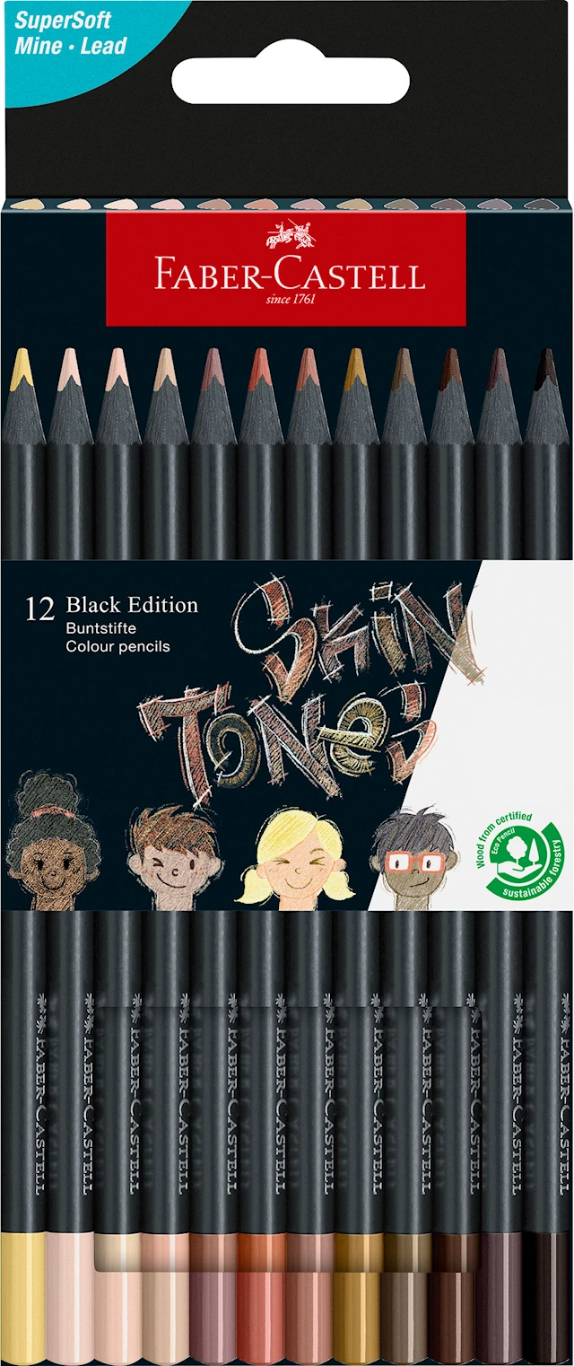Black Edition ihonsävyiset värikynät 12 kpl, Faber-Castell