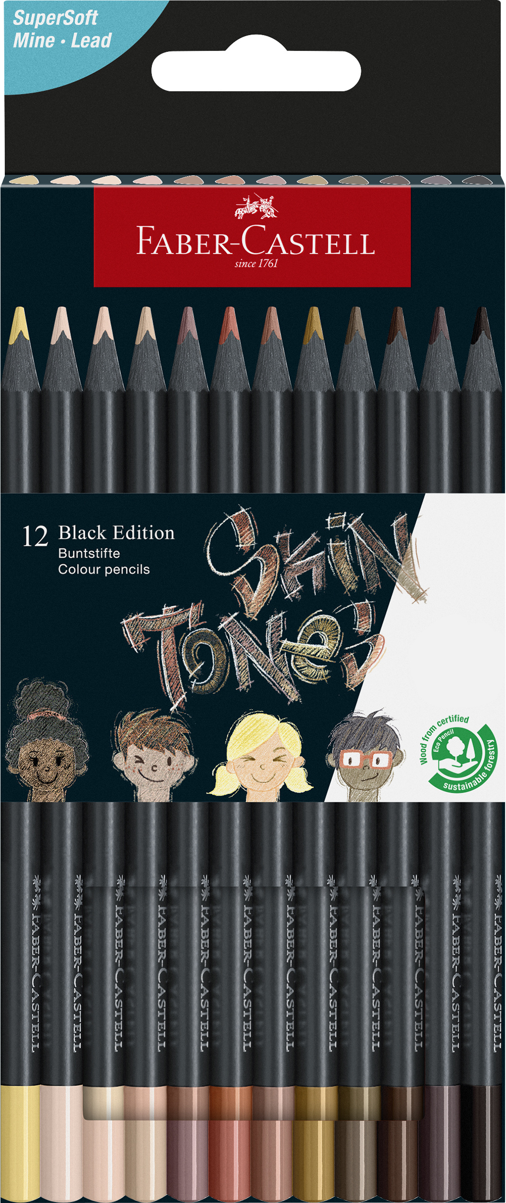 Färgpennor Black Edition Skintones 12-p Faber-Castell
