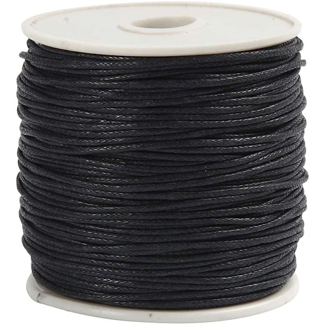 Tuotekuva 1 - Puuvillanyöri, paksuus 1 mm, vahattu, musta, 40 m/ 1 rll