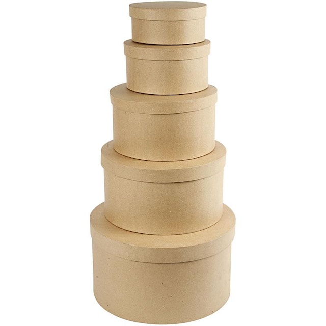 Hatturasialajitelma, Kork. 8+10+13+15+19 cm, halk. 16,5+18,5+24+28,5+35,5 cm, 5 kpl/ 1 set