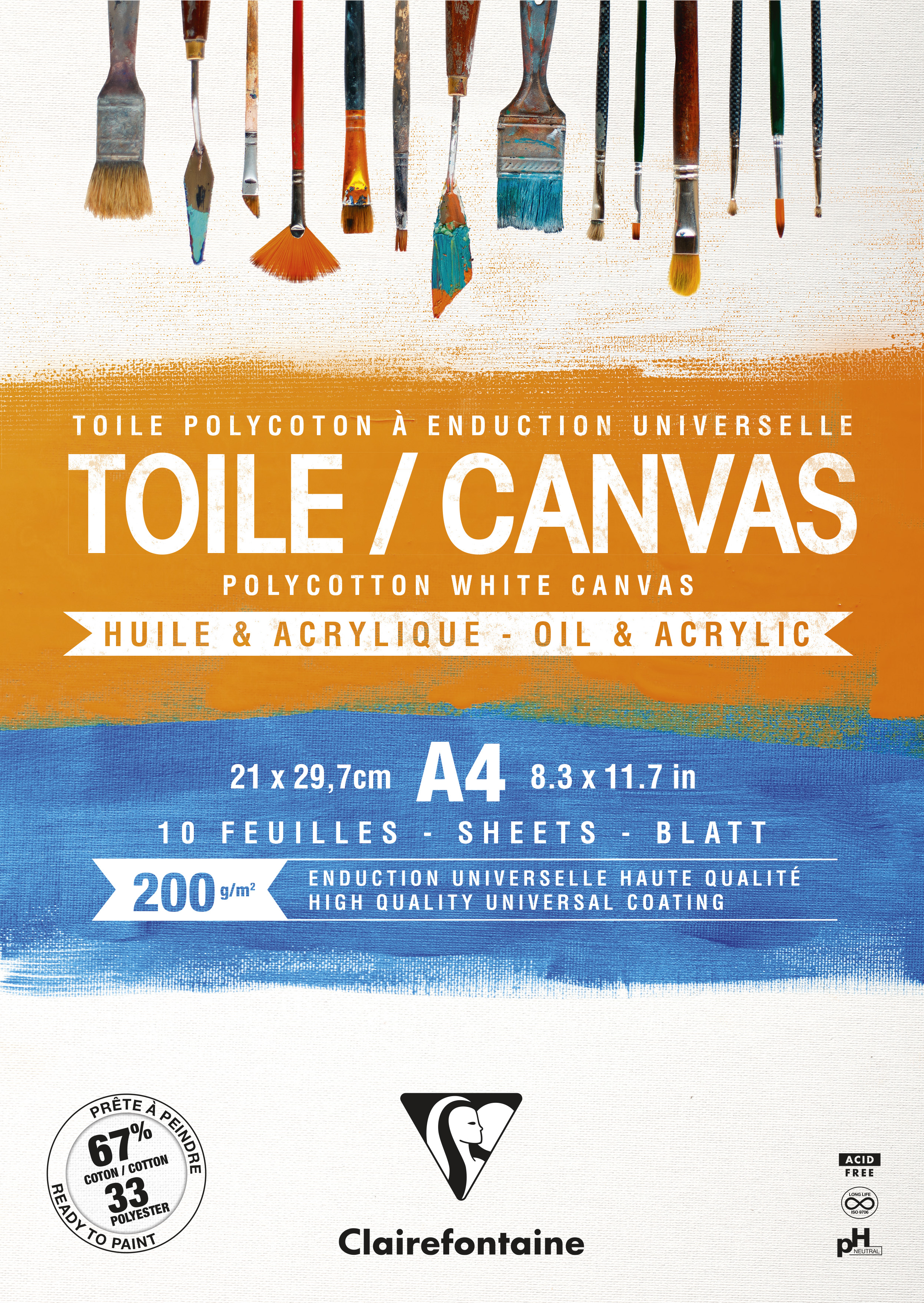 Canvasblock A4 200 g Polycotton Clairefontaine