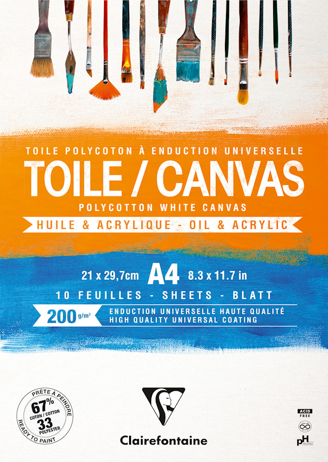 Canvasblock A4 200 g Polycotton Clairefontaine