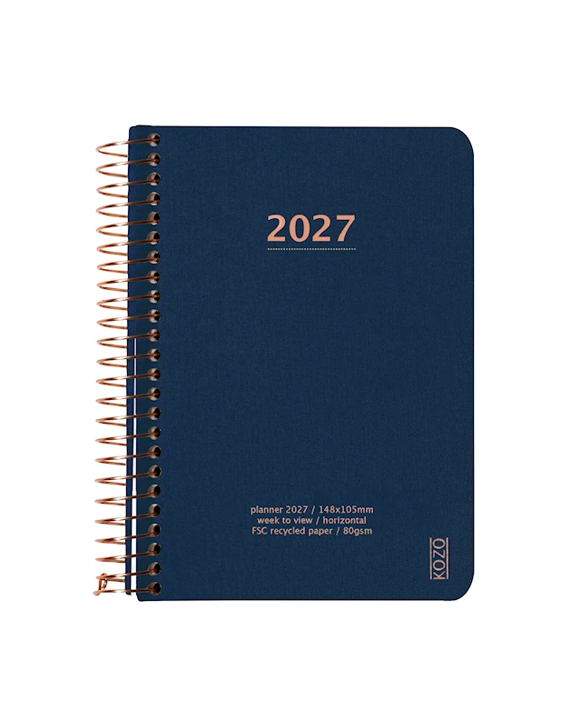 Kalenteri 2027 A6 Viikko Per Aukeama Navy KOZO
