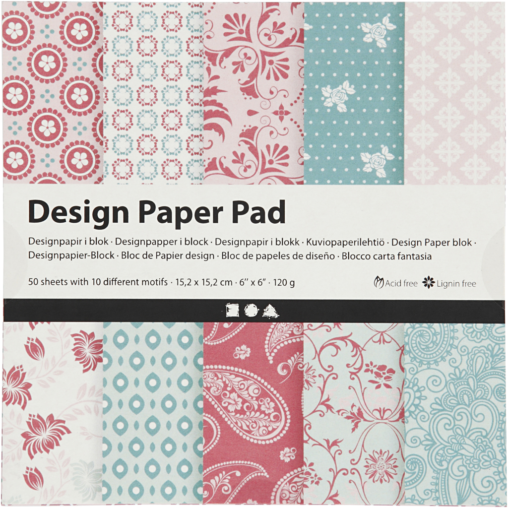 Designpapper Paperpad Rosa och Turkos 50 sidor Creativ Company
