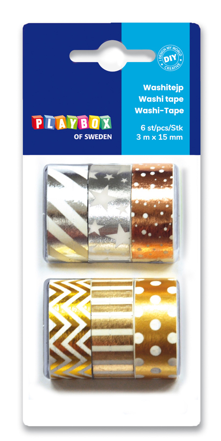 Washitape Guld & Silver 6-p, Playbox