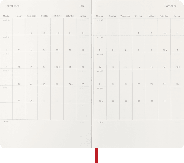 Tuotekuva 3 - Kalenteri 2026 Classic Soft 12M Week Note Large Punainen Moleskine
