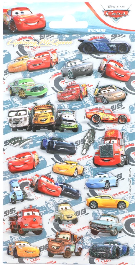 Klistermärken Cars Glitter 1 ark