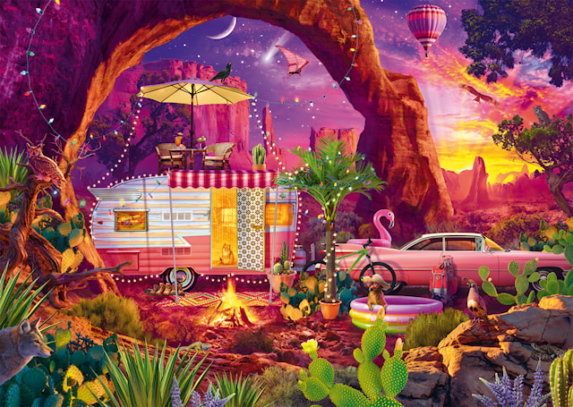 Tuotekuva 2 - Palapeli A desert camping paradise 1000 palaa Schmidt