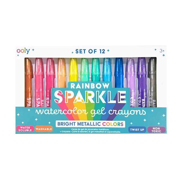 Glitterigeelikynät akvarelliefektillä, 12 kpl Ooly